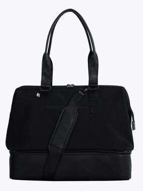 BEIS Black Duffel Tote with Leather Accents